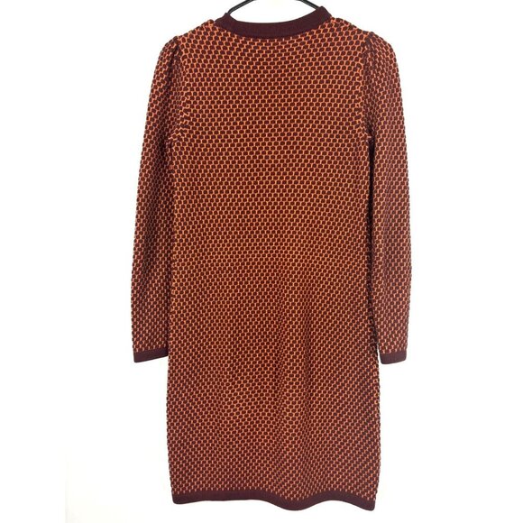 NWOT COS Raised Knit Honeycomb Long Sleeve Midi Dress Brown Orange M - Picture 2 of 4
